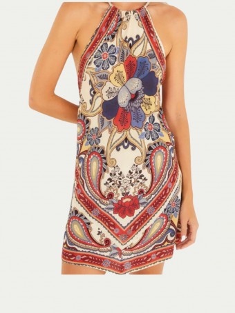 Vestido Curto Lenço Borboleta Retrô
