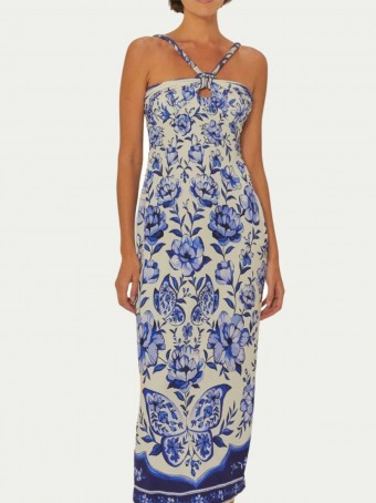 Vestido Midi Jardim de Porcelana