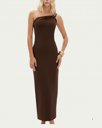 Vestido Midi Lança Perfume Intense Plum em Viscose com Ombro Único