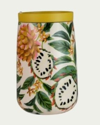 Copo Farm Que Sede 450ML Biriba Off White com Tampa Hermética para Bebidas Quentes e Geladas