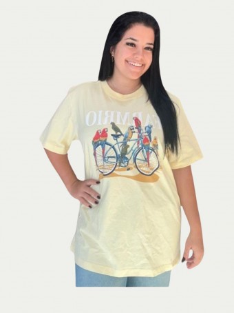 T-shirt Média Bicicleta Aves