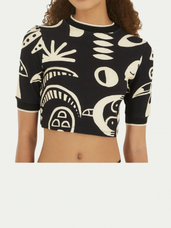 Blusa Cropped Lenço Tropicano E