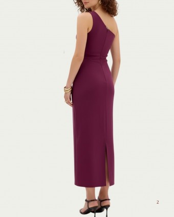 Vestido Midi Lança Perfume Intense Plum em Viscose com Ombro Único