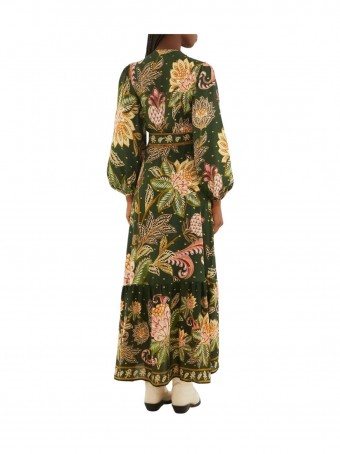 Vestido Longo Manga Floral Delhi