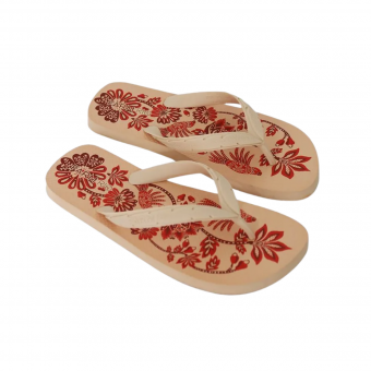 Sandalia Salto Rasteiro - Estampa Arara Floral - Rosa