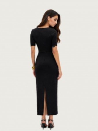 Vestido Super Midi Manga Longa Preto