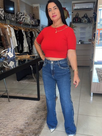 Calça Jeans Full Lenght Super High Azul Lança Perfume