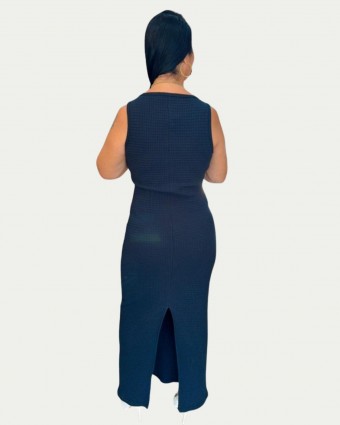 Vestido Super Midi Sem Manga Preto Lança Perfume