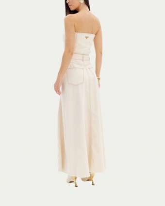 Vestido Sarja Evase Longo Off White Lança Perfume