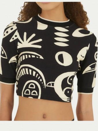 Blusa Cropped Lenço Tropicano E