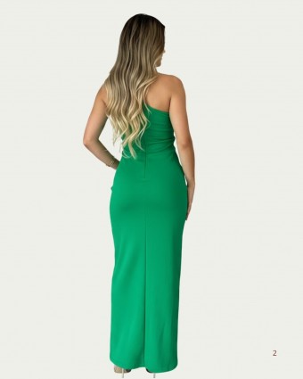 Vestido Midi Verde Lança Perfume Ombro Único