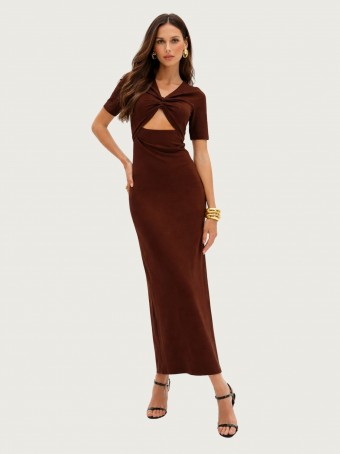 Vestido Super Midi Manga Longa