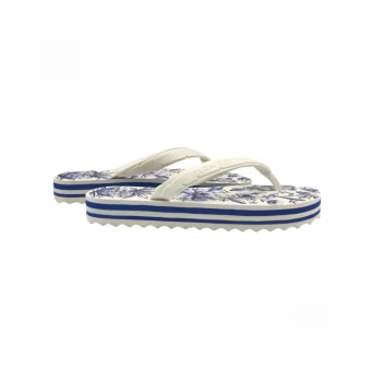 Sandalia Salto Rasteiro -Xilo Tropical - Off White