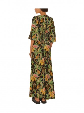 Vestido Longo Manga Paraíso Tropical
