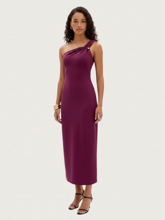 Vestido New Midi Ombro Único Intense Plum