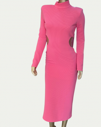 Vestido Super Midi Com Cut Out Rosa Lança Perfume
