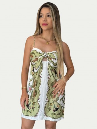 Vestido Farm Curto Lenço Floresta Doce