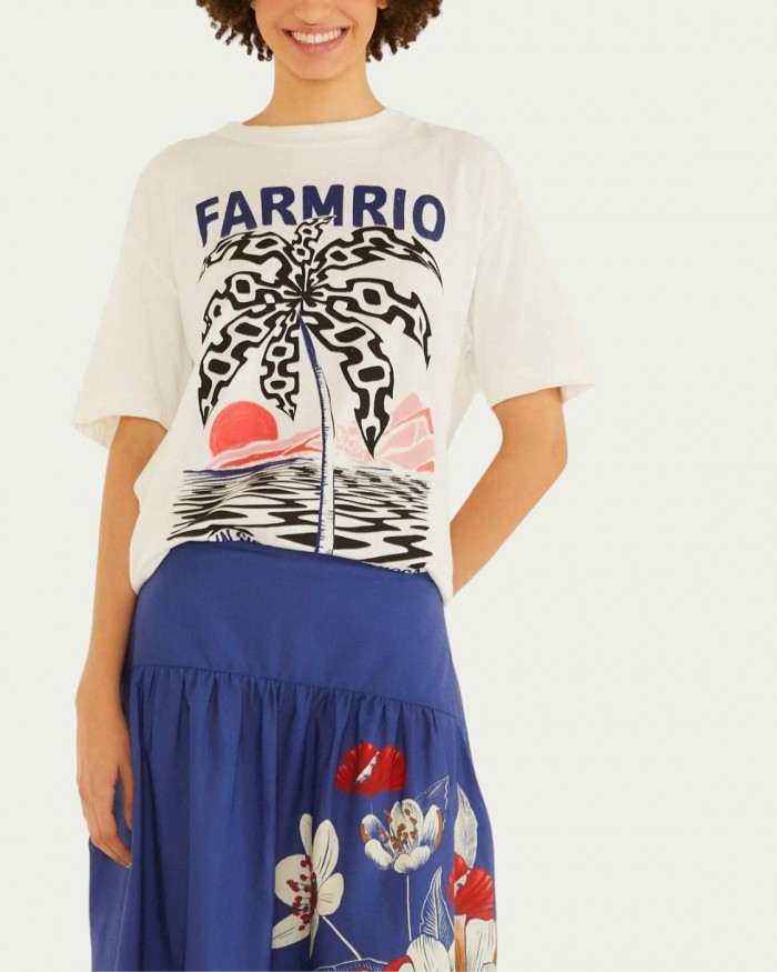 Tshirt Média Farm Coqueiro Calçadão Branco Algodão com Manga Curta 