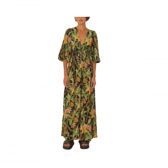 Vestido Longo Manga Paraíso Tropical