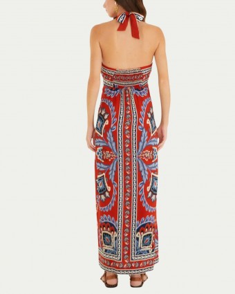 Vestido Farm Longo Lenço Náutico