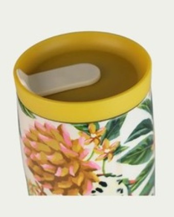Copo Farm Que Sede 450ML Biriba Off White com Tampa Hermética para Bebidas Quentes e Geladas