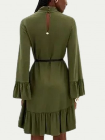 Vestido Curto Manga Ampla Verde Lança Perfume