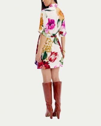 Vestido Chemise Manga Curta Estampado Lança Peerfume