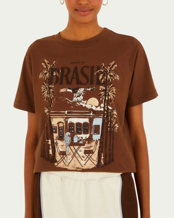 Tshirt Fit Farm Original do Brasil Marrom Algodão com Manga Curta