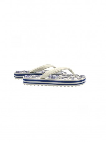 Sandália Salto Rasteiro -Xilo Tropical - Off White