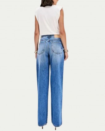Calça Jeans Full Length Super High Azul Lança Perfume
