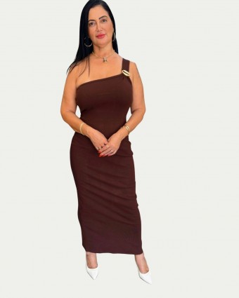 Vestido Super Midi Ombro Único