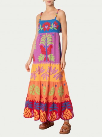 Vestido Bordado Color Block