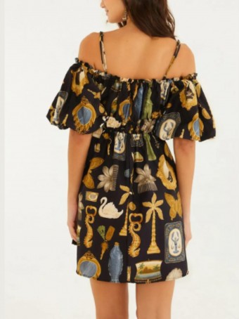 Vestido Curto Bibelo Preto