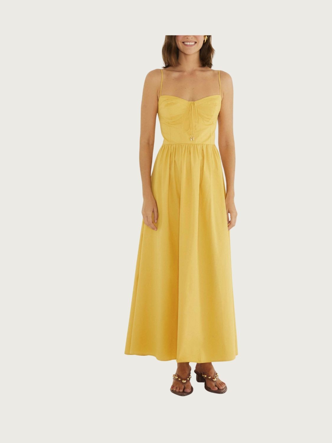 Vestido Corselet Alcinhas Amarela