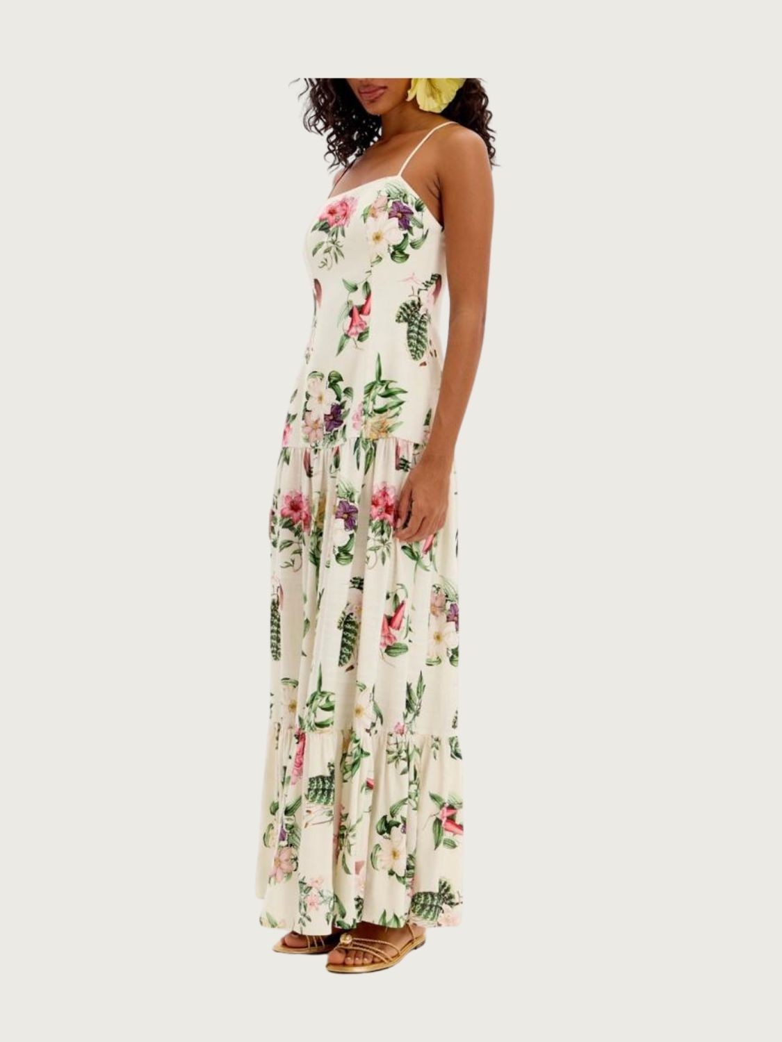 Vestido Longo de Alça Estampado