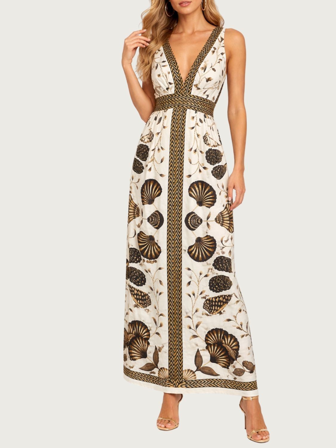 Vestido Cropped Farm Concha Bege Algodão Costas Abertas