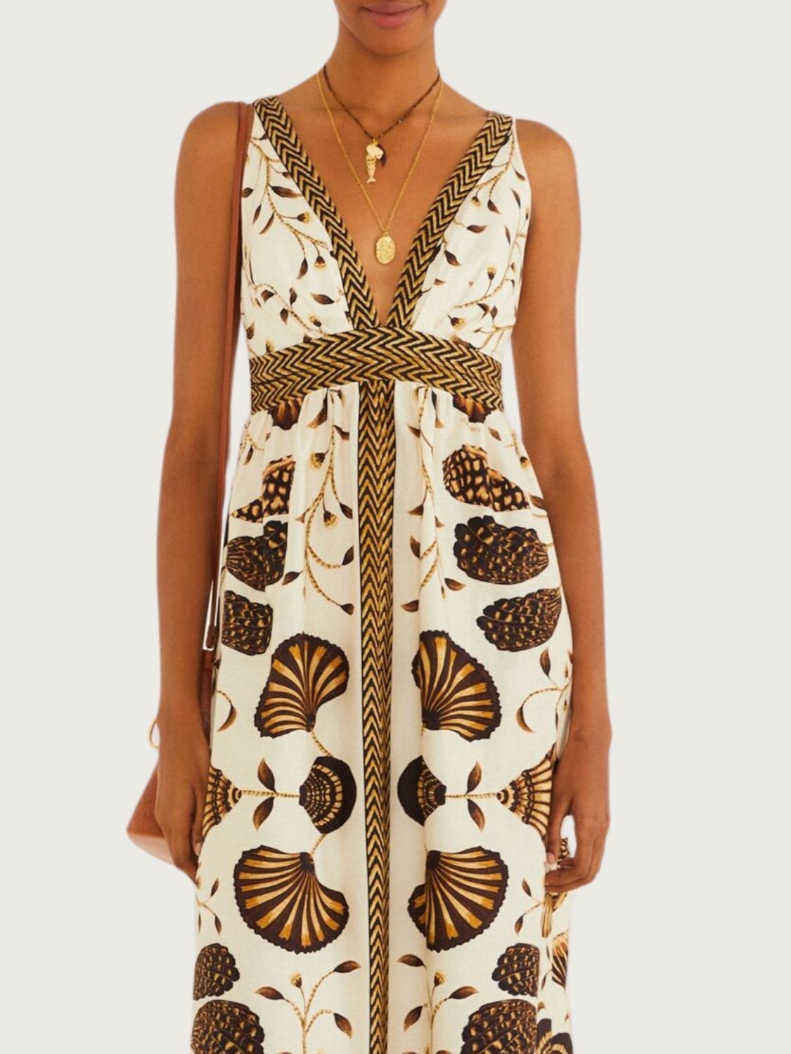 
Vestido Cropped Casual Farm Sonho Concha Bege Algodão para Verão