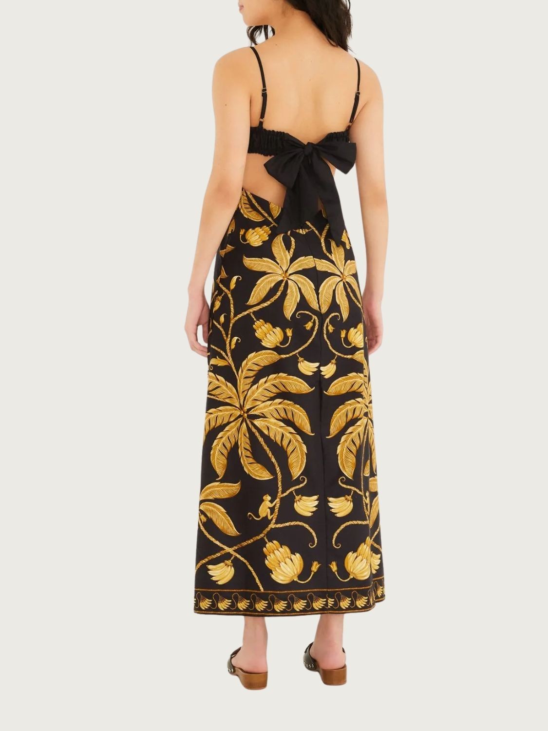 Vestido Longo Solto Floral preto Farm Leve Confortável Elegante