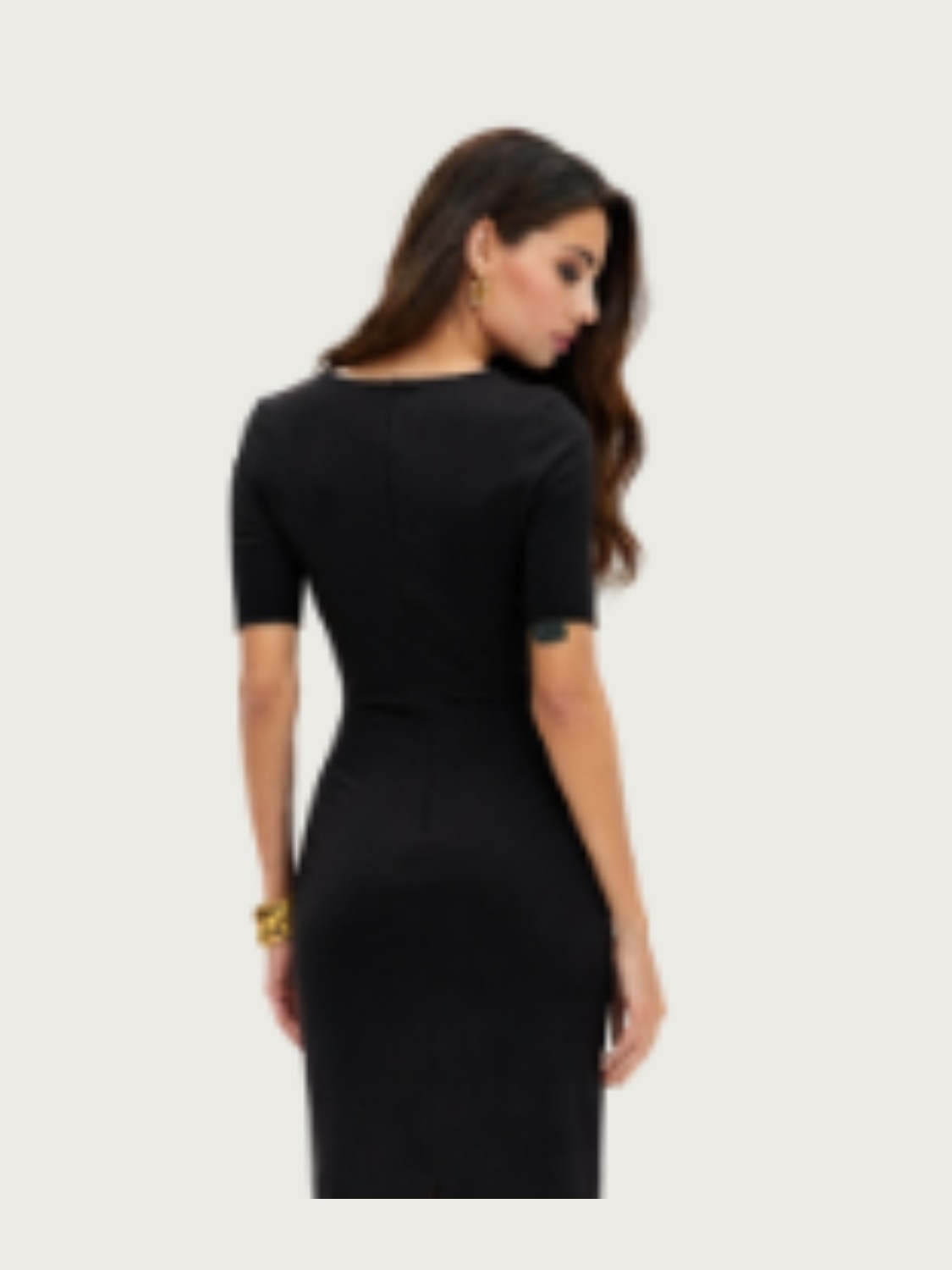 Vestido Super Midi Manga Longa Preto