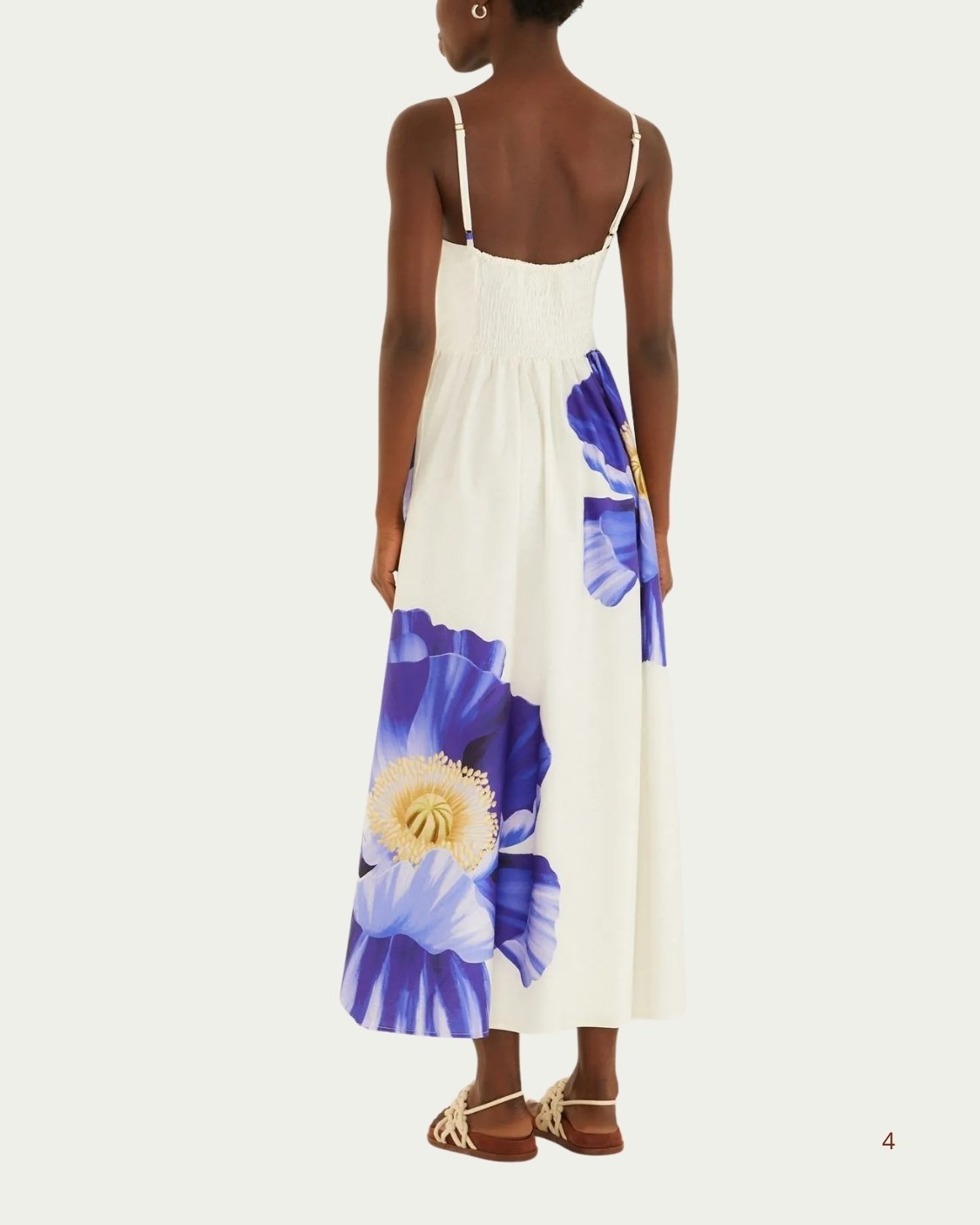 Vestido Longo Floral Branco Farm em Algodão Leve com Lastex