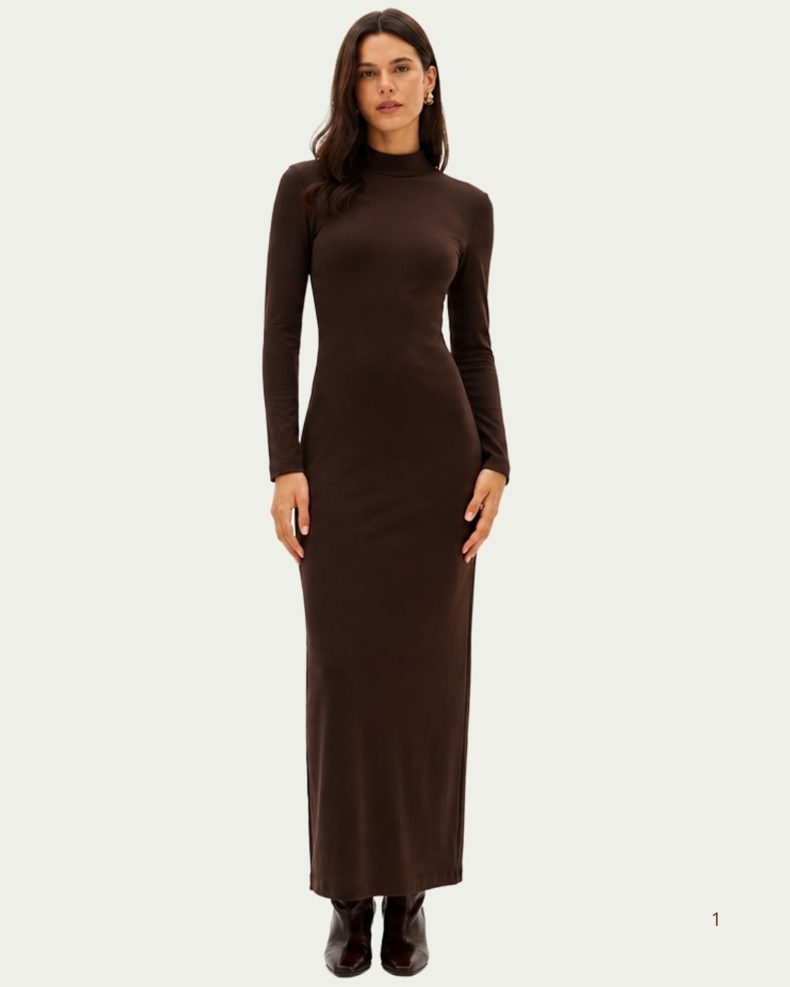 Vestido Midi Intense Coffe Lança Perfume com Mangas Longas e Gola Alta