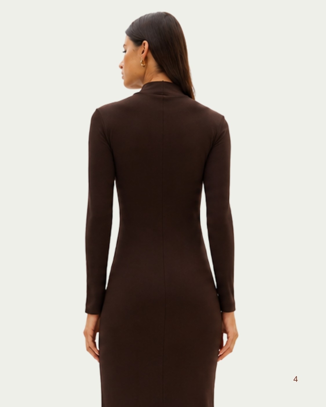 Vestido Midi Intense Coffe Lança Perfume com Mangas Longas e Gola Alta