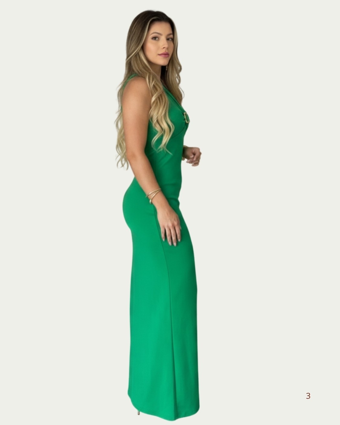 Vestido Midi Verde Lança Perfume Ombro Único