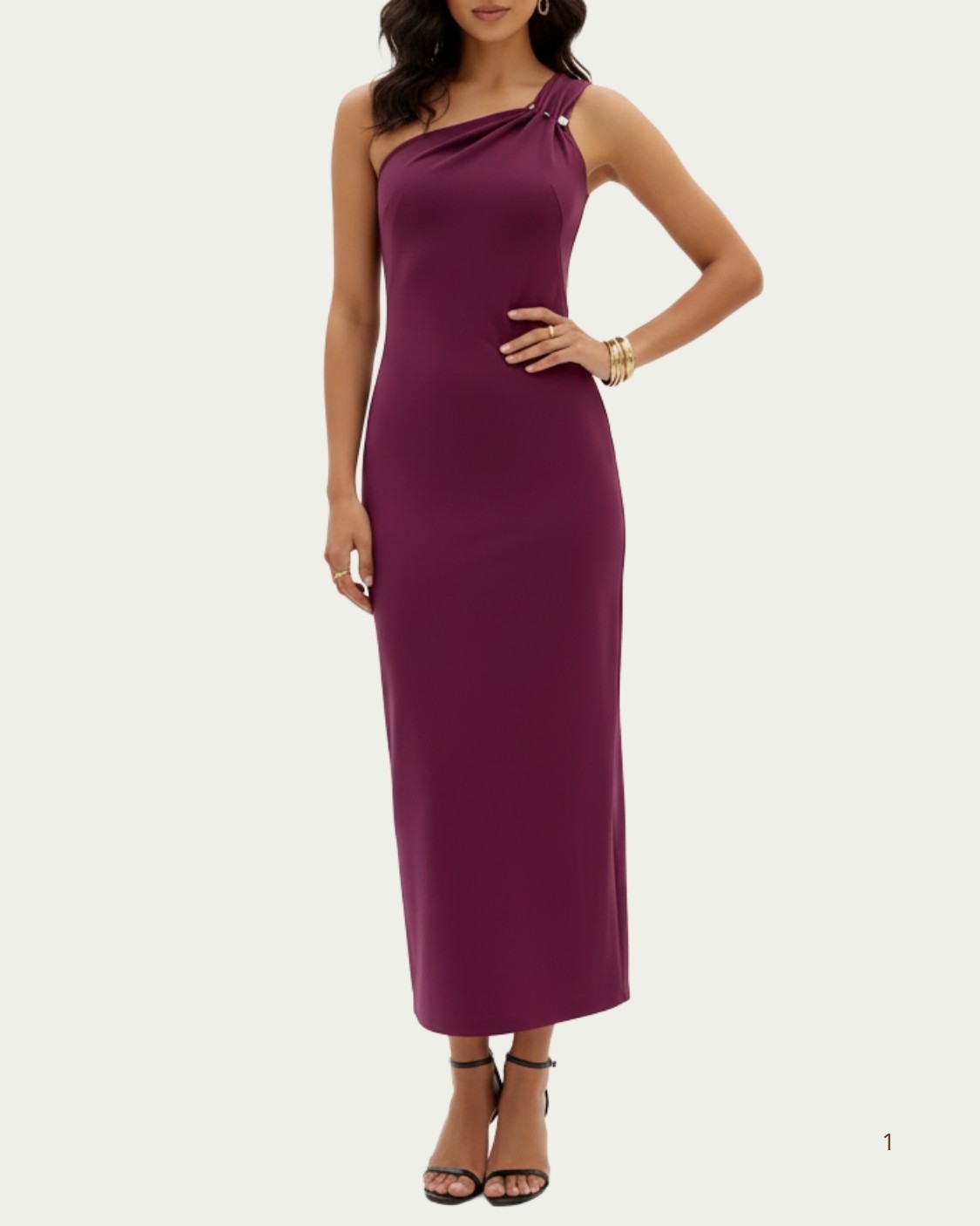 Vestido Midi Lança Perfume Intense Plum em Viscose com Ombro Único