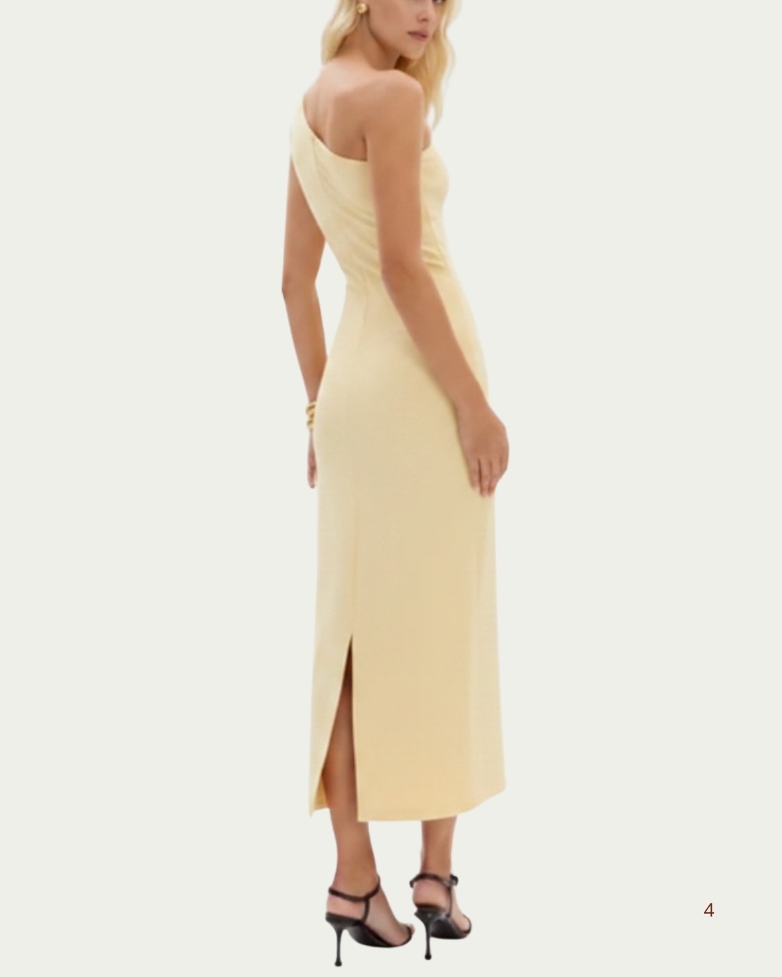 Vestido Midi Lança Perfume Amarelo em Poliéster com Ombro Único
