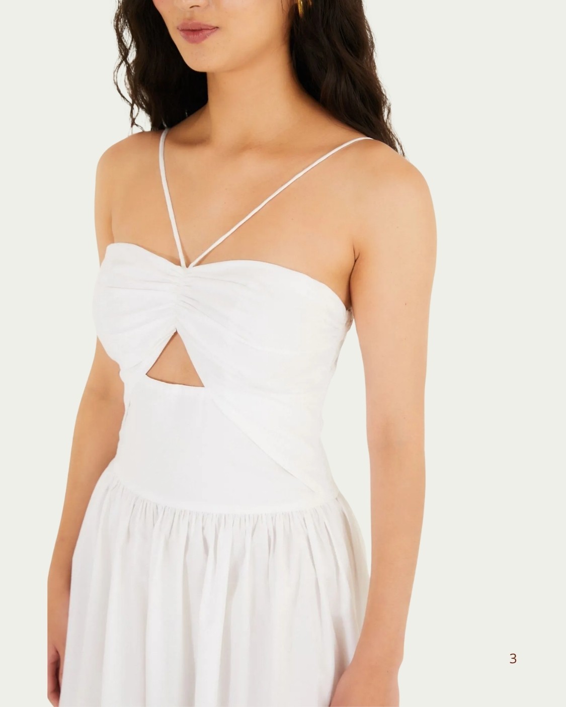 Vestido Longo Farm Detalhe Amarração Branco em Algodão com Recorte Frontal