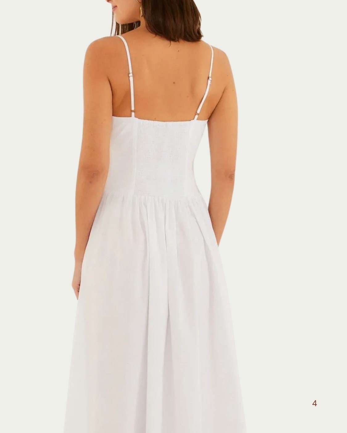 Vestido Longo Farm Alcinhas Branco Decote V com Detalhes em Algodão
