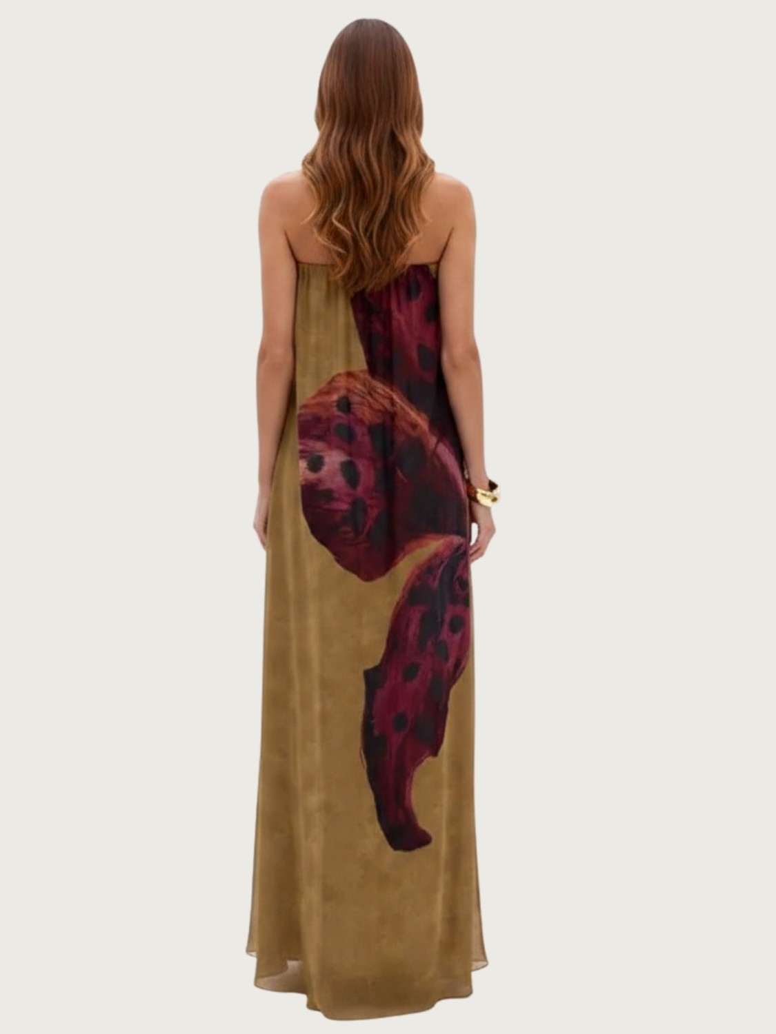 Vestido Longo Sem Alça Estampado