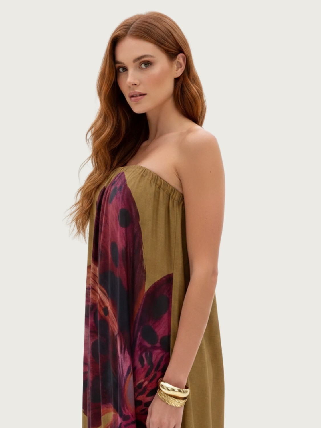 Vestido Longo Sem Alça Estampado