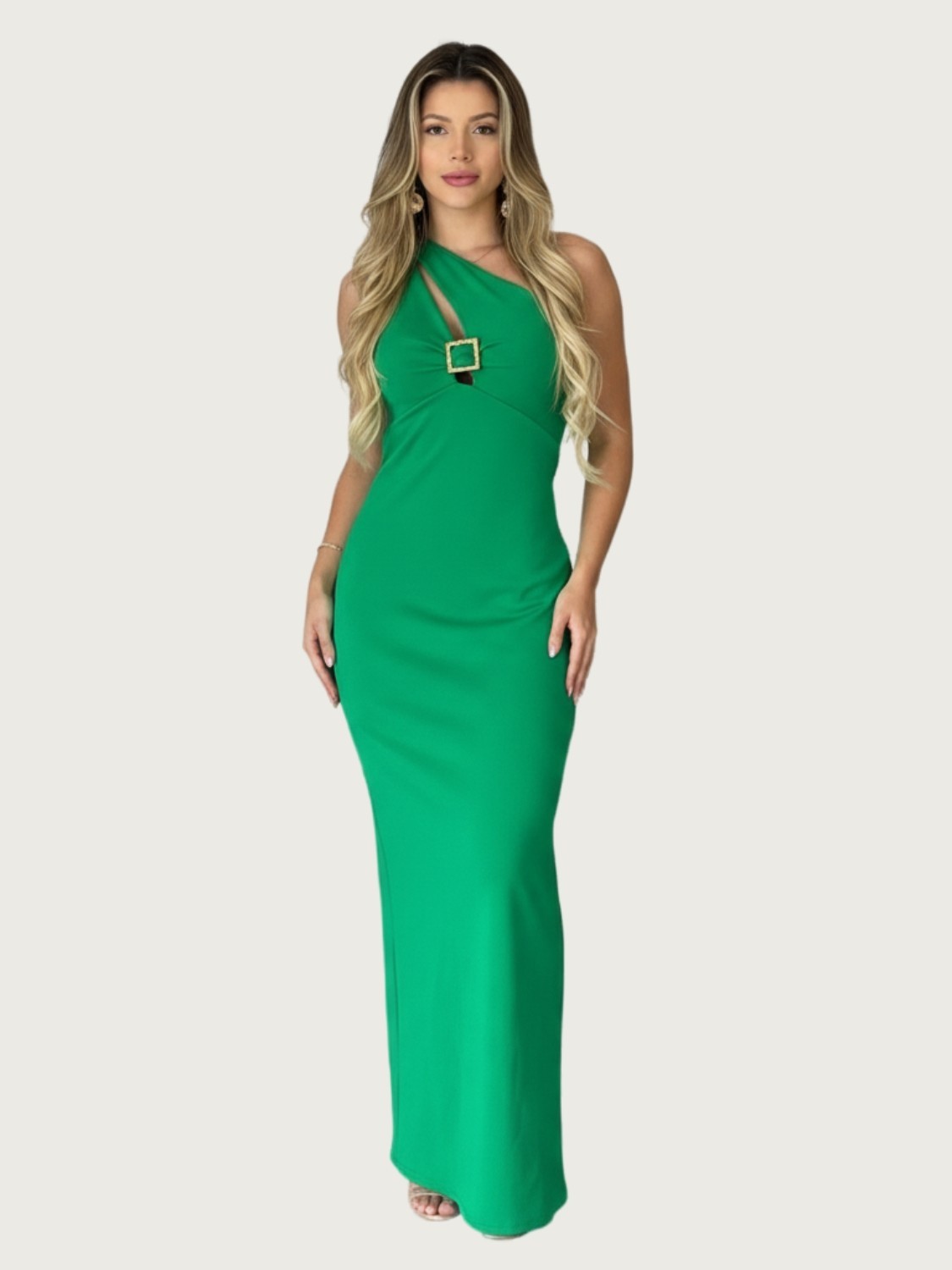 Vestido Super Midi Ombro Verde